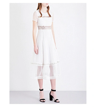 Maje Rome Lace-overlay Dress In Blanc