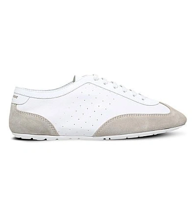 Shop Saint Laurent Lou Perforated Leather Trainers In White