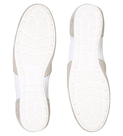 Shop Saint Laurent Lou Perforated Leather Trainers In White