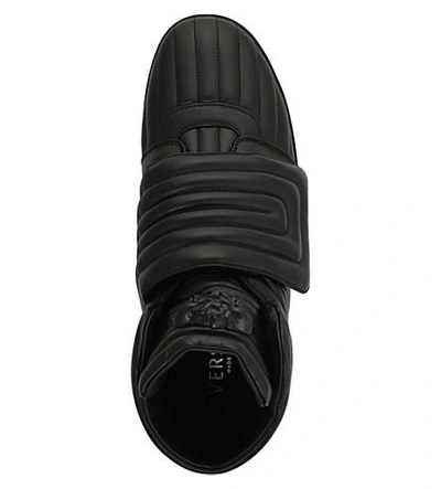 Shop Versace Medusa Quilted Leather High-top Trainers In Black
