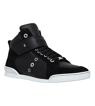 Jimmy Choo Lewis Black Sport Calf And Suede Trainers | ModeSens
