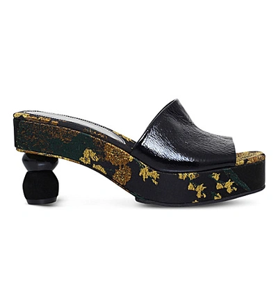 Dries Van Noten Embroidered Leather And Fabric Mules
