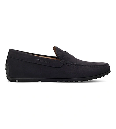 Tod's Gommino Spider Suede Driving Shoes In Navy