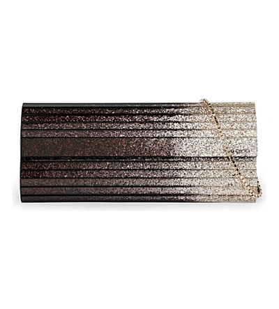 Shop Jimmy Choo Sweetie Glitter Acrylic Clutch In Black Champage