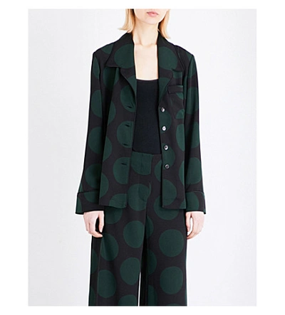 Mcq By Alexander Mcqueen Circle-print Crepe Lounge Shirt In Evergreen