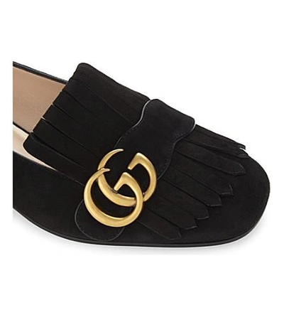 Shop Gucci Marmont Suede Loafers In Black