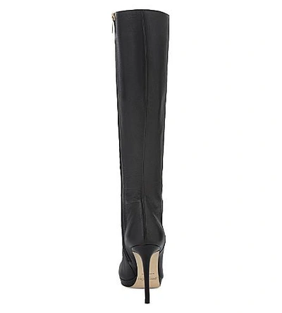 Shop Jimmy Choo Hoxton 100 Grainy Calf Leather Knee-high Boots In Black