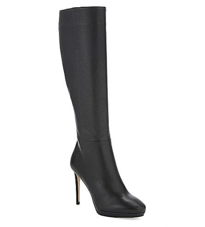 Shop Jimmy Choo Hoxton 100 Grainy Calf Leather Knee-high Boots In Black