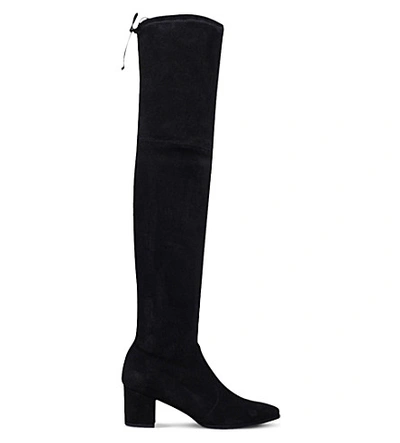 Stuart Weitzman Thighland Over-the-knee Suede Boots In Black