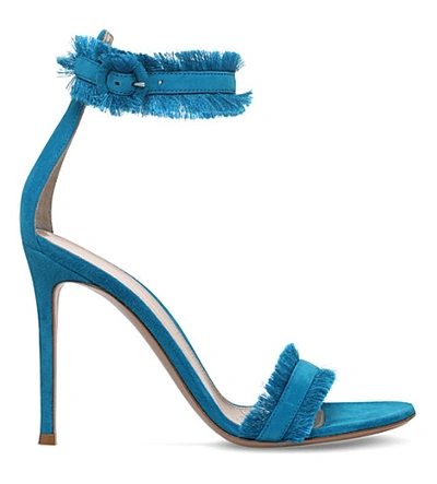 Shop Gianvito Rossi Lola Suede Heeled Sandals In Turquoise