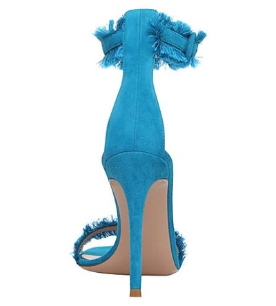 Shop Gianvito Rossi Lola Suede Heeled Sandals In Turquoise