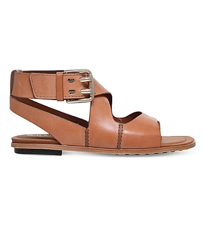 Tod's Ankle-strap Leather Sandals In Tan