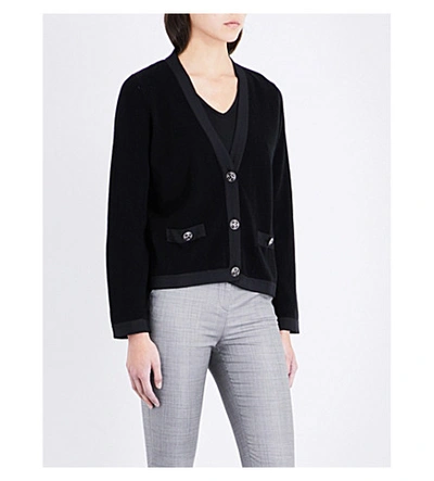 The Kooples V-neck Wool And Cashmere-blend Cardigan In Bla01