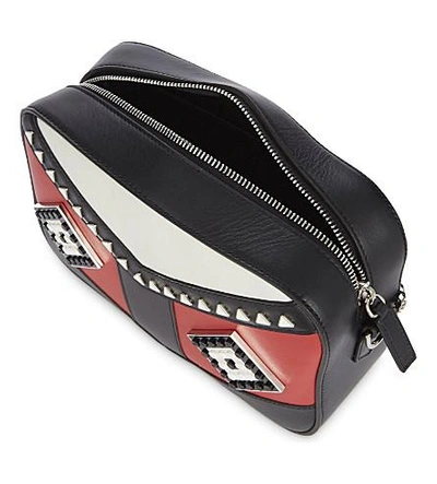 Shop Les Petits Joueurs Roy Mask Leather Handbag In Black/red/white