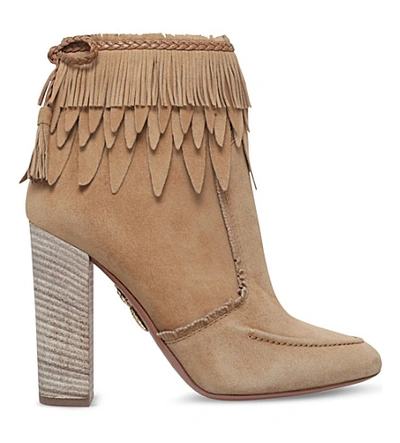 Aquazzura Tiger Lily Suede Ankle Boots In Beige