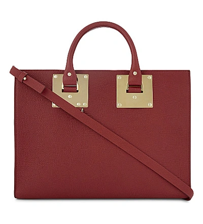 Sophie Hulme E/w Albion Leather Tote In Red