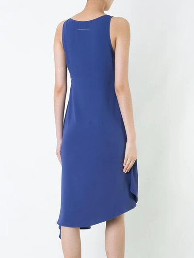 Shop Mm6 Maison Margiela Asymmetric Popper Embellished Dress In Blue