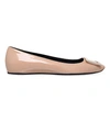 Roger Vivier Trompette Patent-leather Ballerina Flats In Nude