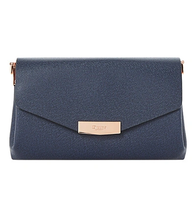 Dune Exie Textured Clutch Bag In Navy-plain Synthetic