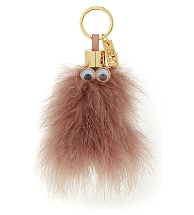 Sophie Hulme Ethel Feather Keyring In Taupe