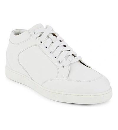 Shop Jimmy Choo Miami Calf-leather Trainers In White