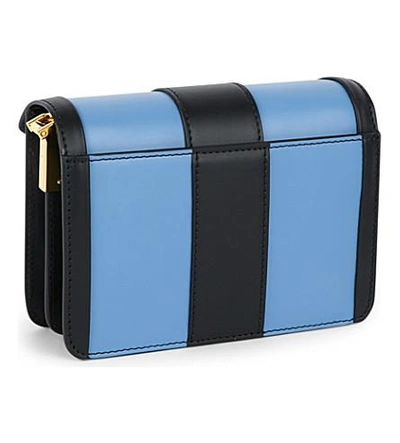 Shop Marni Trunk Leather Shoulder Bag In Iris Blue+black
