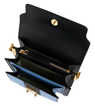 Shop Marni Trunk Leather Shoulder Bag In Iris Blue+black