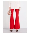 Givenchy Satin-trimmed Stretch-crepe Flared Pants In Red