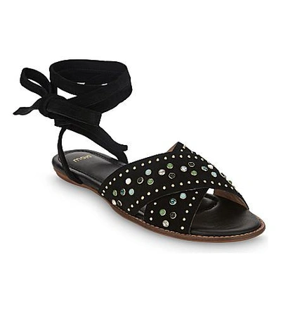 Shop Maje Feminy Suede Sandals In Black