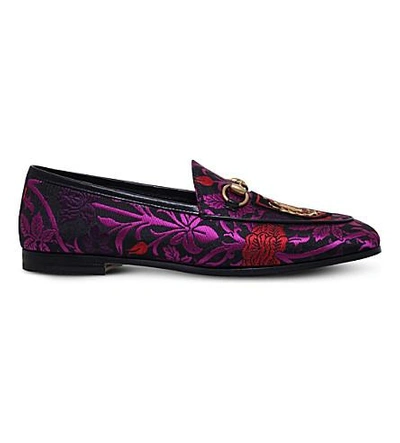 Shop Gucci New Jordaan Jacquard Loafers In Purple