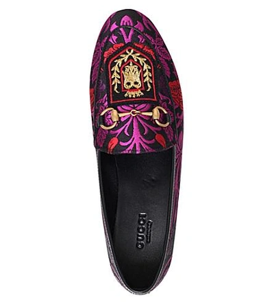 Shop Gucci New Jordaan Jacquard Loafers In Purple