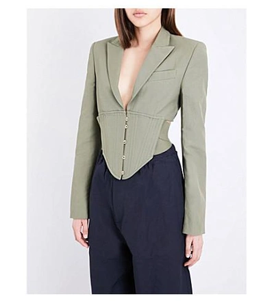 Shop Stella Mccartney Cutout-detail Woven Jacket In Cream