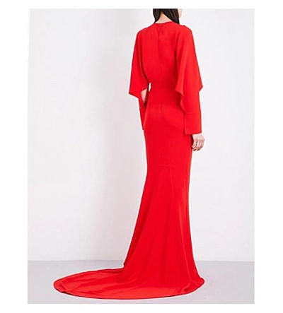 Shop Stella Mccartney Cady Batwing-sleeve Crepe Gown In Lipstick