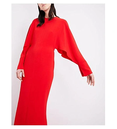 Shop Stella Mccartney Cady Batwing-sleeve Crepe Gown In Lipstick