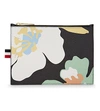 THOM BROWNE Floral print leather pouch
