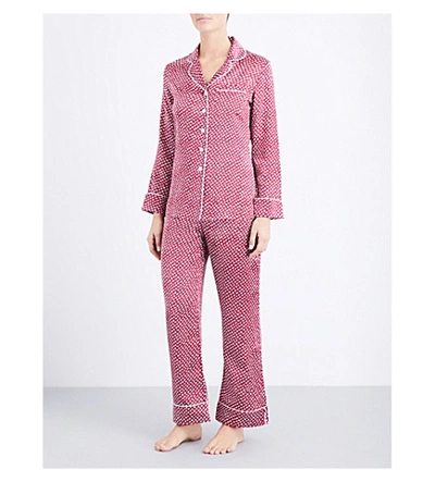 Olivia Von Halle Lila Print Silk Satin Pajama Set In Amal