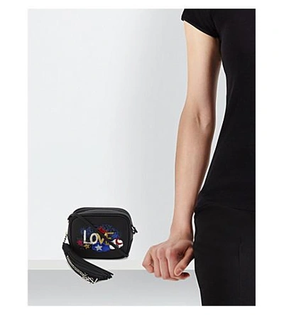 Shop Saint Laurent Blogger 'love' Leather Cross-body Bag In Black Multi