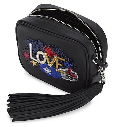 Shop Saint Laurent Blogger 'love' Leather Cross-body Bag In Black Multi