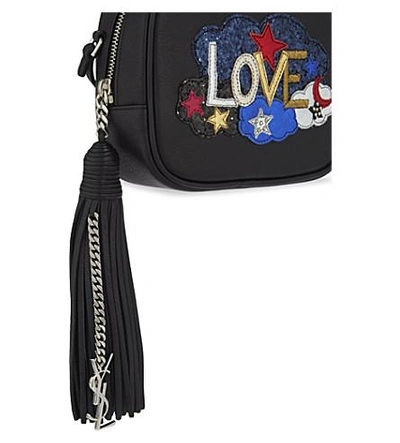 Shop Saint Laurent Blogger 'love' Leather Cross-body Bag In Black Multi