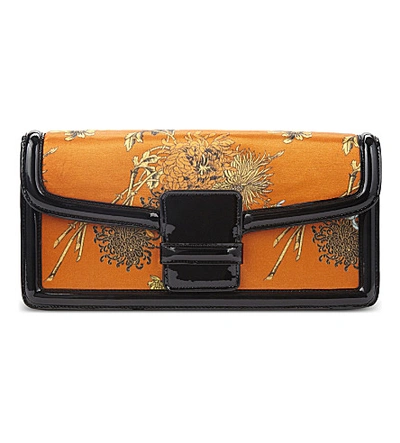 Dries Van Noten Floral Print Silk And Leather Clutch