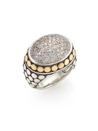 Shop John Hardy Dot Diamond, 18k Yellow Gold & Sterling Silver Dome Ring In Silver-gold