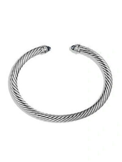 Shop David Yurman Women's Cable Classics Bracelet With Gemstone & Diamonds/5mm In Black Onyx