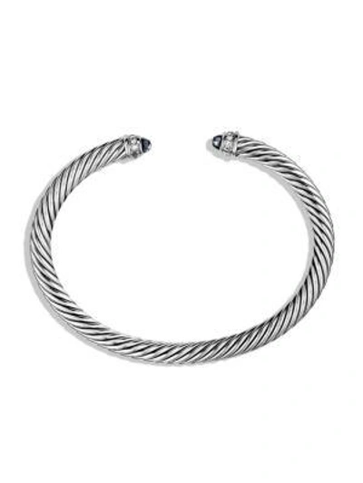 Shop David Yurman Women's Cable Classics Bracelet With Gemstone & Diamonds/5mm In Blue Topaz