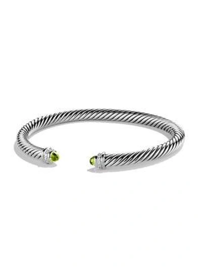 Shop David Yurman Women's Cable Classics Bracelet With Gemstone & Diamonds/5mm In Peridot