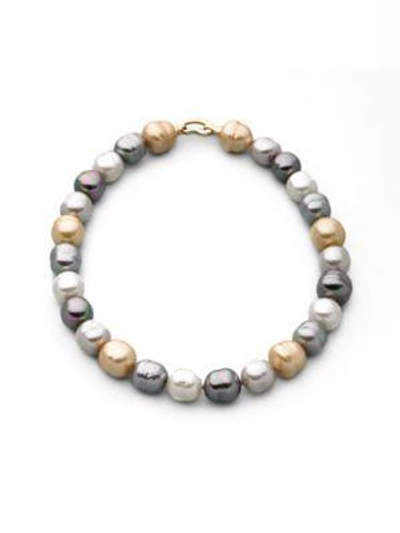 Shop Majorica 14mm Multicolor Baroque Pearl Necklace In Grey