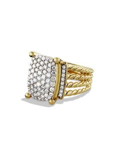 Shop David Yurman Wheaton Ring With Diamonds In 18k Yellow Gold
