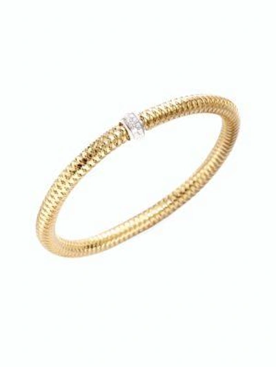 Shop Roberto Coin Women's 0.22 Tcw Primavera Diamond & 18k Yellow Gold Woven Bracelet
