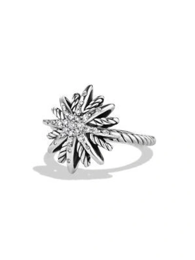 Shop David Yurman Women's Starburst Small Ring With Diamonds In Silver