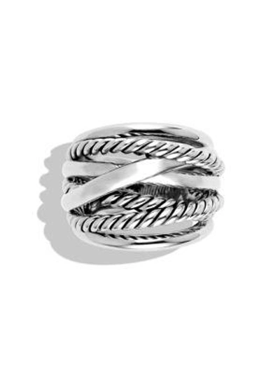 Shop David Yurman Crossover Wide Ring In Silver