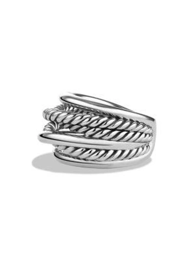 Shop David Yurman Crossover Narrow Ring In Silver